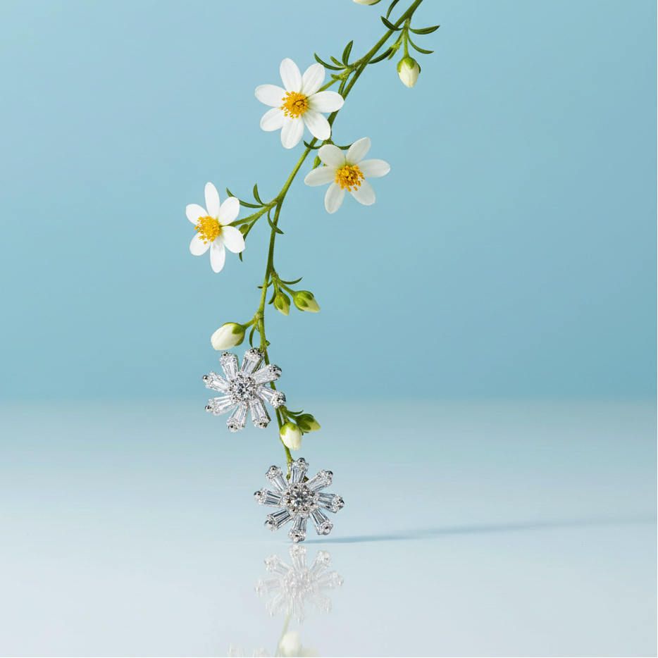 Dainty Crystal Flower Earrings