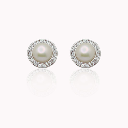 Pearl Halo Studs